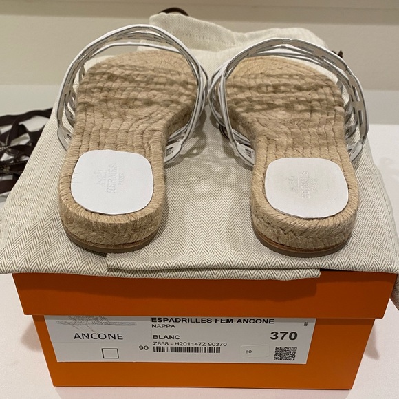 🆕 Hermés Ancone Rivage Espadrille Blanc White 37 - Picture 4 of 5